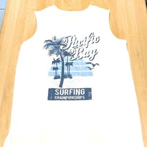 Open Trails Boys XL 16/18 White & Blue Graphic Pacific Bay/Palm Surf Muscle Tee